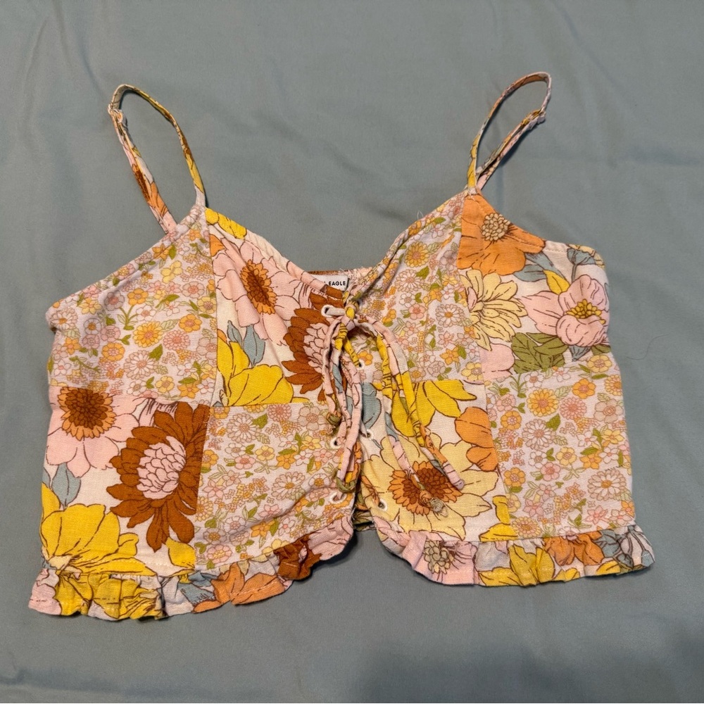 American Eagle Outfitters Patchwork Floral Camisole in Pink and Yellow